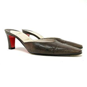 Christian Louboutin Brown Snake Embossed Leather Mules